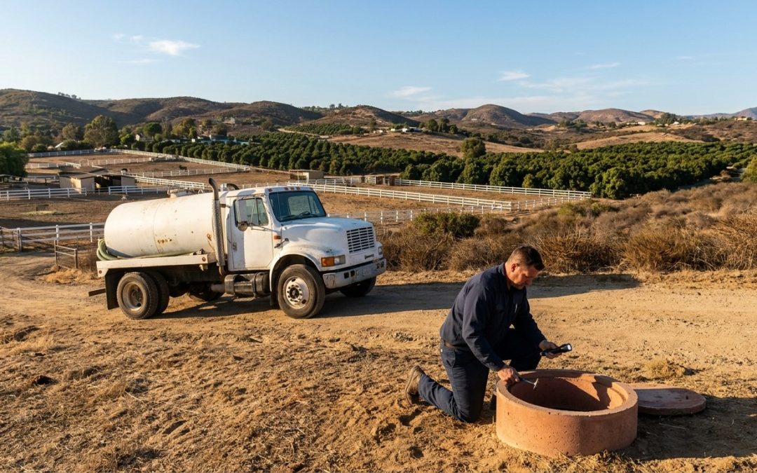 Bonsall septic pumping at a horse ranch in the San Luis Rey River valley