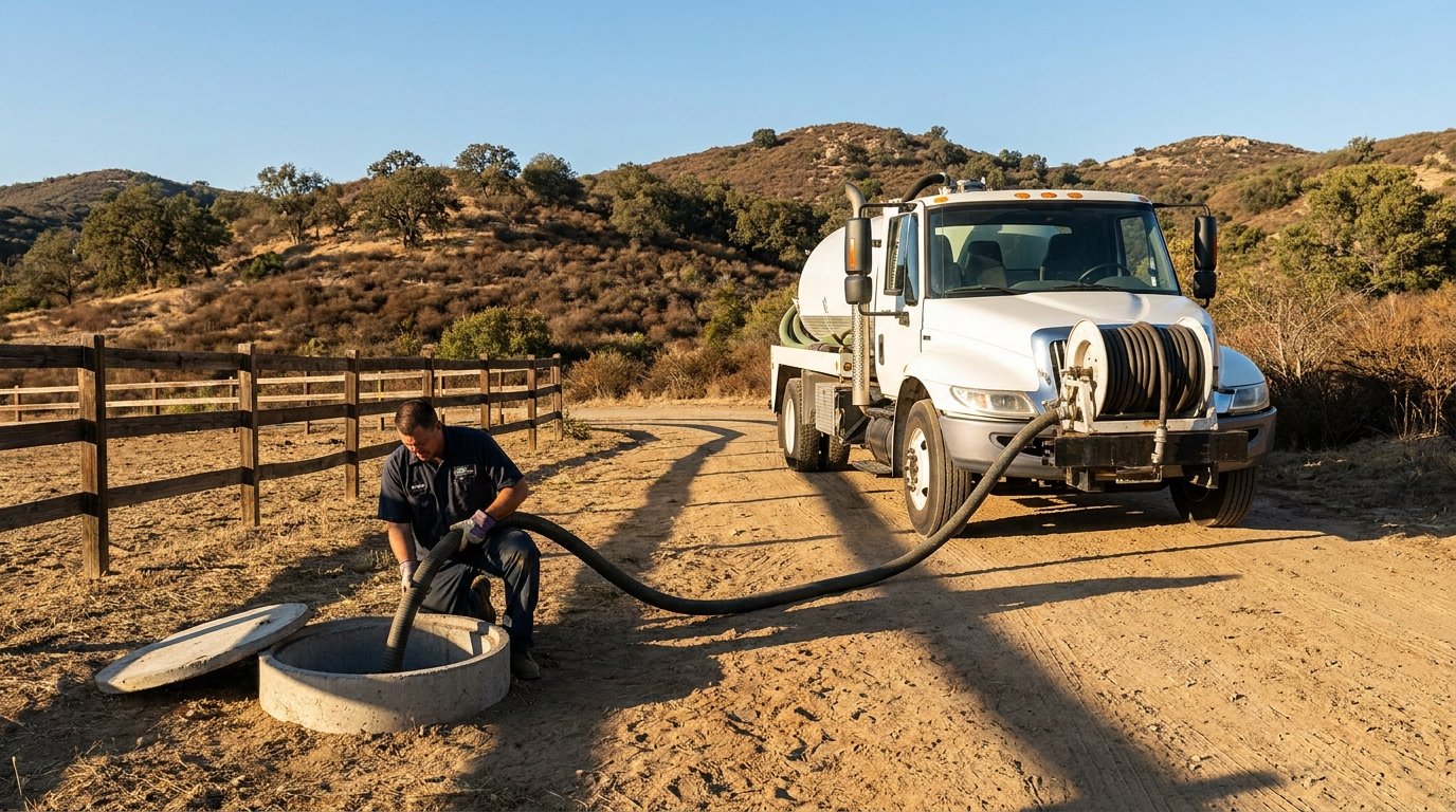 Jamul septic pumping at a rural ranch property in the East County hills