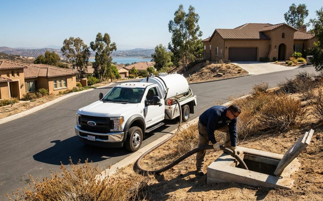 Lakeside septic pumping at a Eucalyptus Hills hillside home