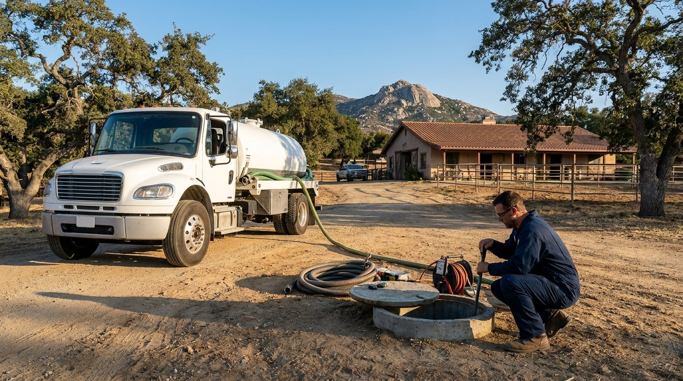 Ramona septic pumping at a country ranch property near Mt. Woodson