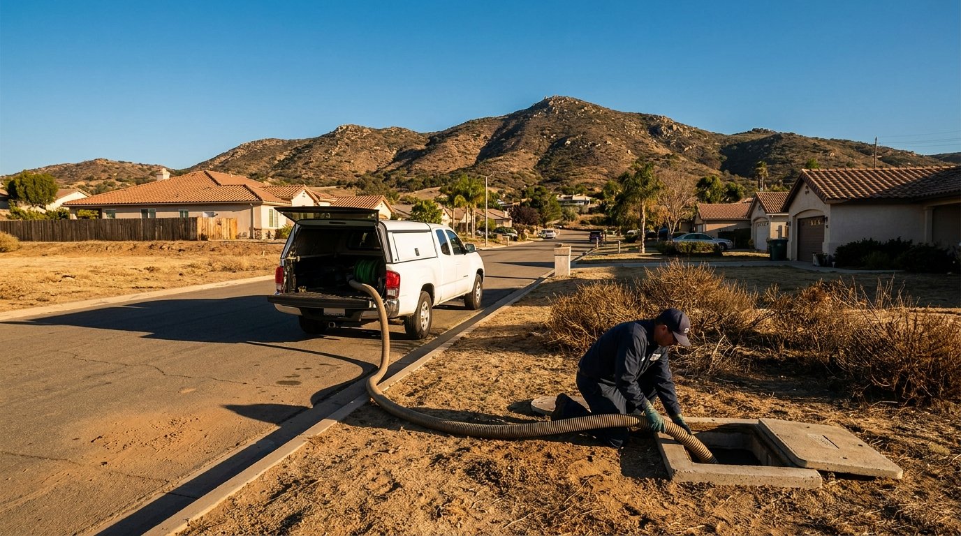 Santee septic pumping at a large-lot home below the Cowles Mountain hills